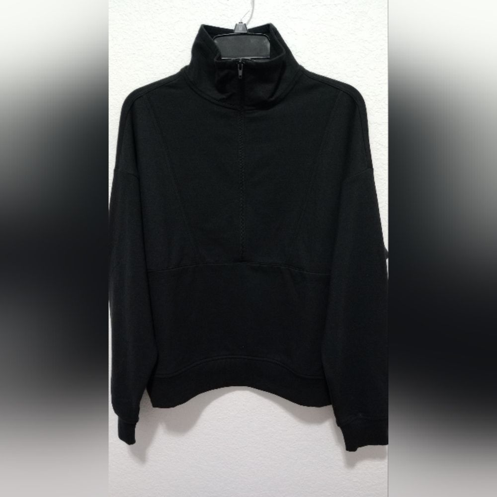 NWT Richer Poorer Women's Stretch Terry Half Zip Pullover Black Size M - Picture 9 of 11